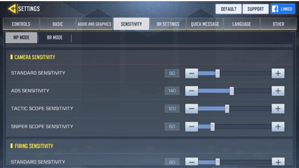 Settings example
