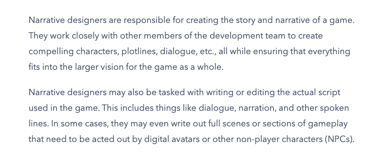 Narrative designer description